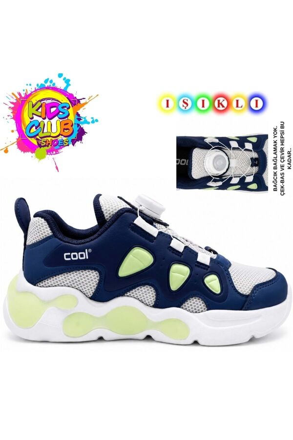 COOL Evan Akıllı Bağcıklı Işıklı Ortopedik Lacivert Erkek Çocuk Spor Ayakkabı - 1