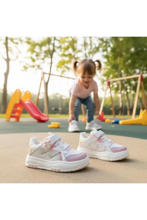 COOL Odessa Kız Çocuk Beyaz/Pudra Sneaker Spor Ayakkabı - 1