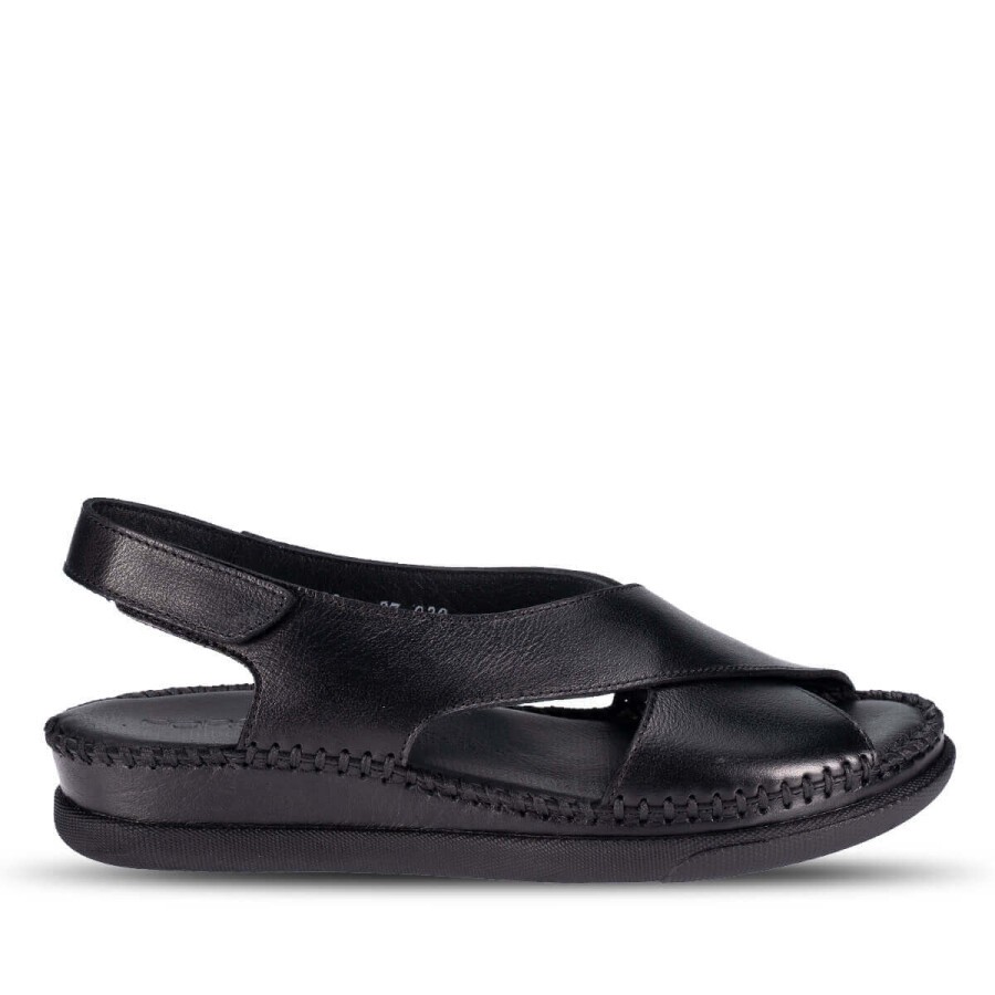 Forelli 22311 TINA Siyah Hakiki Deri Kadın Sandalet  - 1