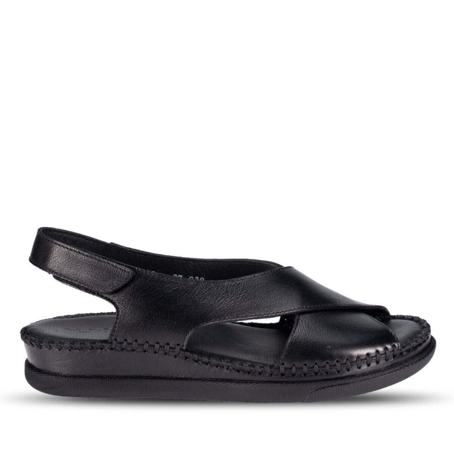 Forelli 22311 TINA Siyah Hakiki Deri Kadın Sandalet  - 1