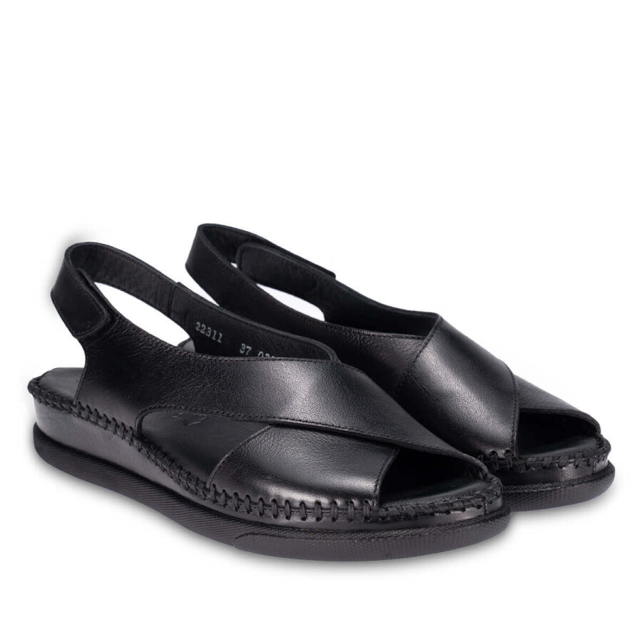 Forelli 22311 TINA Siyah Hakiki Deri Kadın Sandalet  - 3