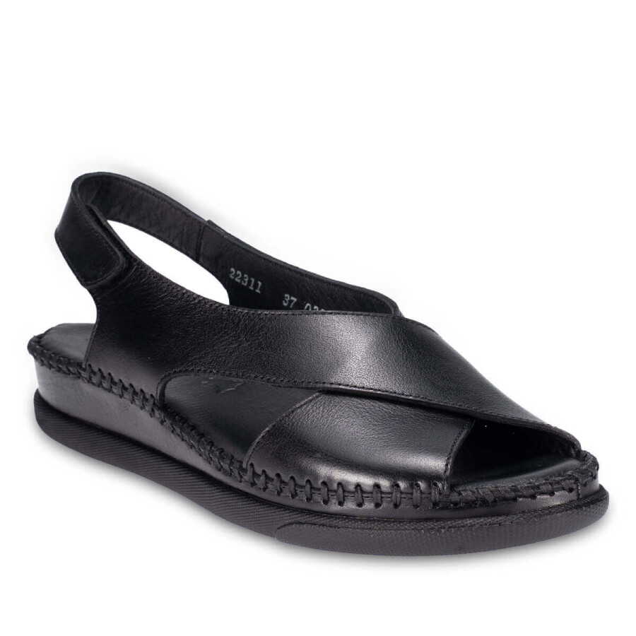 Forelli 22311 TINA Siyah Hakiki Deri Kadın Sandalet  - 4
