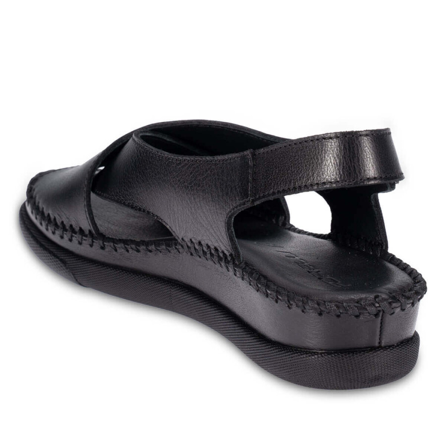 Forelli 22311 TINA Siyah Hakiki Deri Kadın Sandalet  - 5