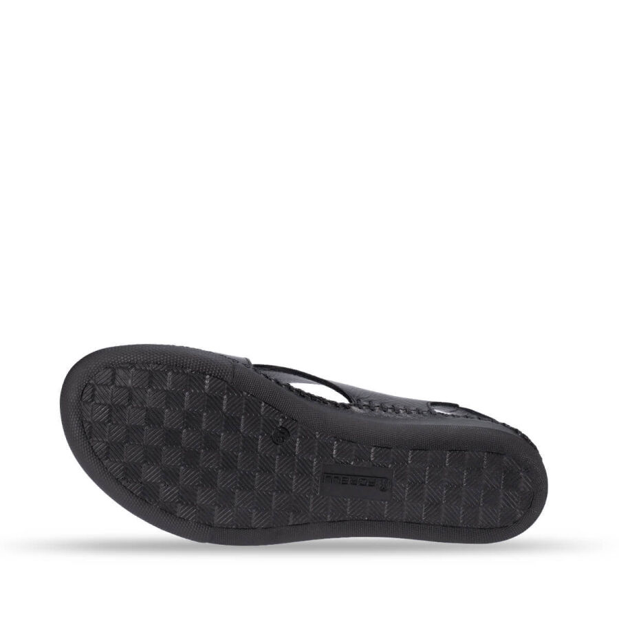 Forelli 22311 TINA Siyah Hakiki Deri Kadın Sandalet  - 6