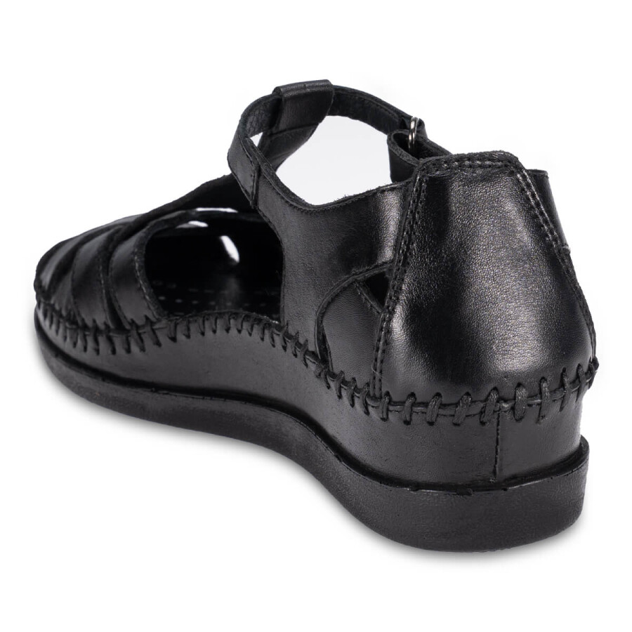 Forelli 22526 LARNI Siyah Hakiki Deri Kadın Sandalet  - 4