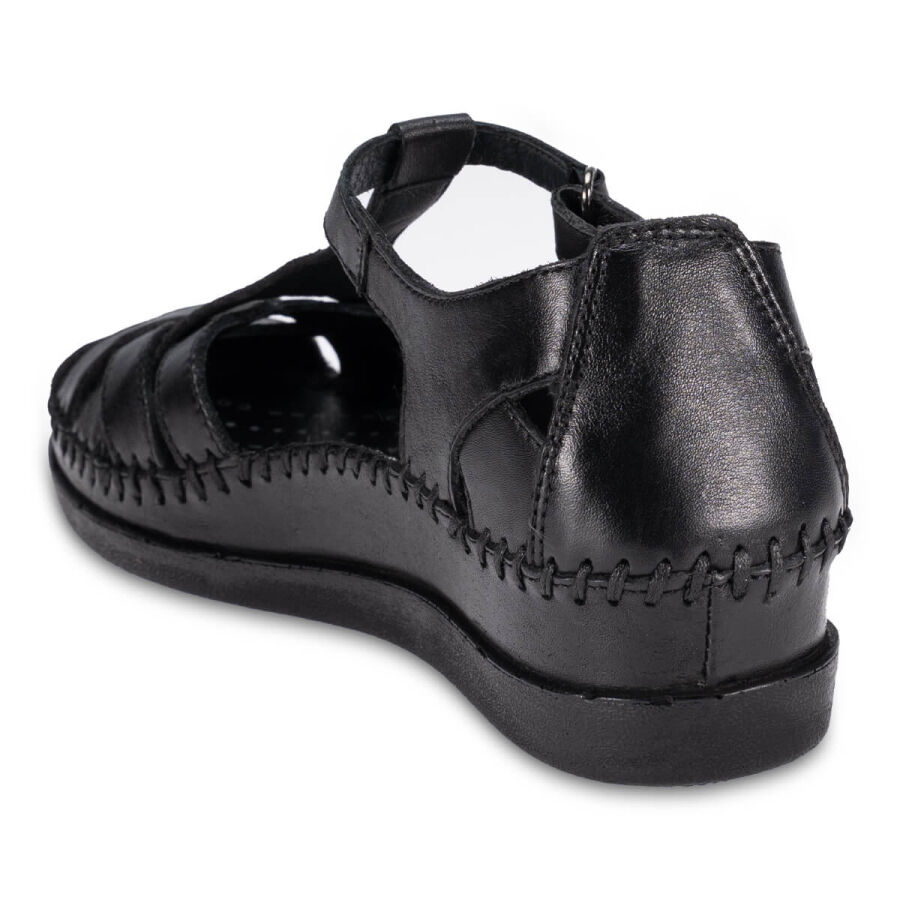 Forelli 22526 LARNI Siyah Hakiki Deri Kadın Sandalet  - 4