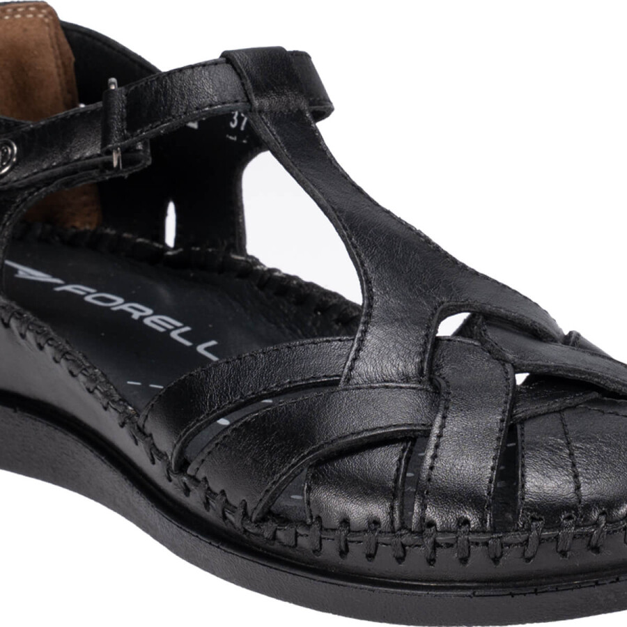 Forelli 22526 LARNI Siyah Hakiki Deri Kadın Sandalet  - 5