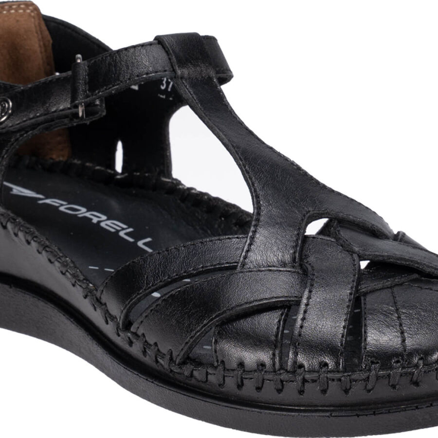 Forelli 22526 LARNI Siyah Hakiki Deri Kadın Sandalet  - 5
