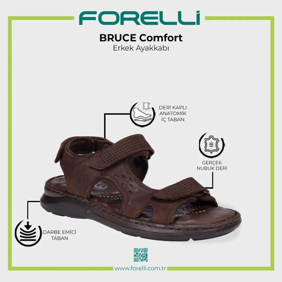 Forelli 40526 BRUCE Kahve Nubuk Deri Erkek Sandalet - 5