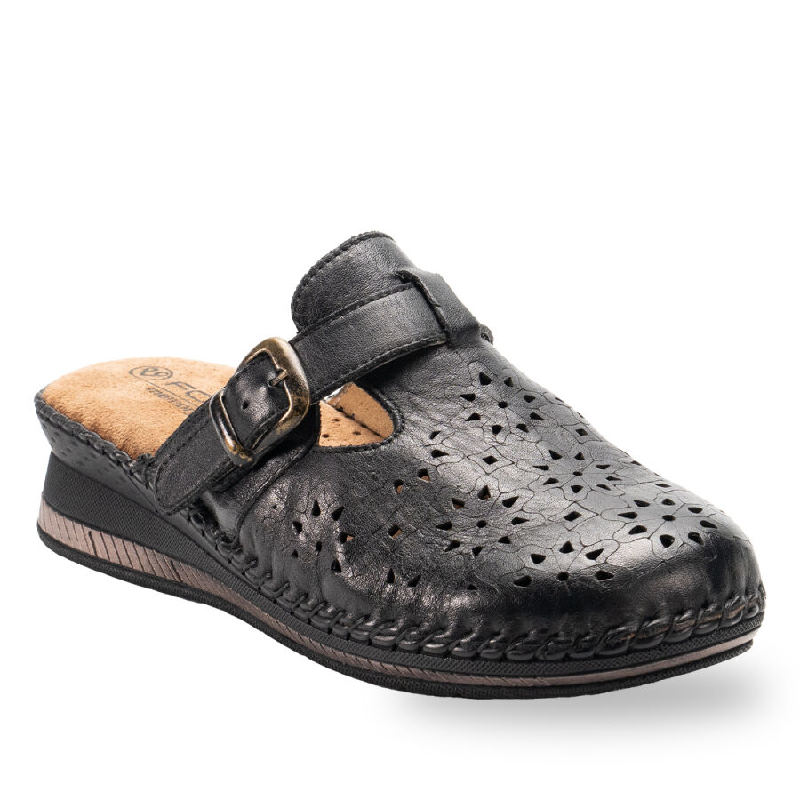 Forelli 80625 CARY Siyah Hakiki Deri Kadın Sabo Terlik - 3