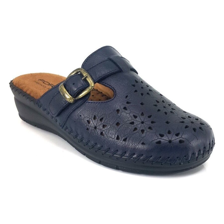 Forelli 80625 Lacivert Hakiki Deri Kadın Sabo Terlik 