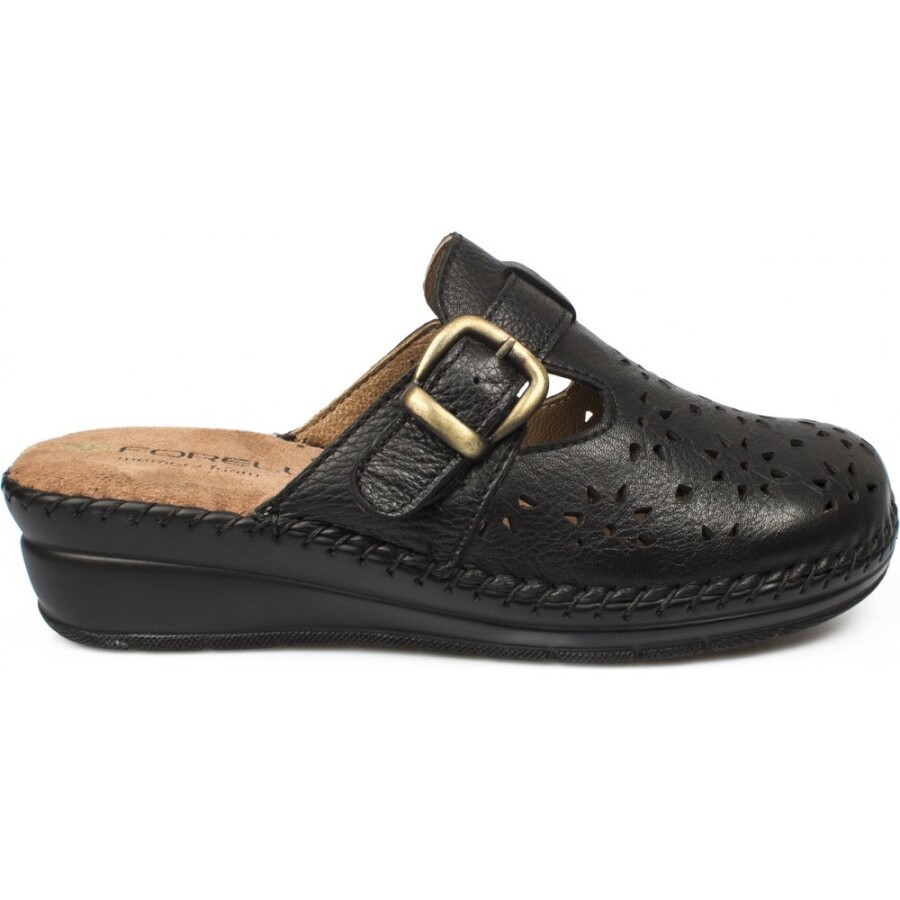 Forelli 80625 Siyah Hakiki Deri Kadın Sabo Terlik - 2