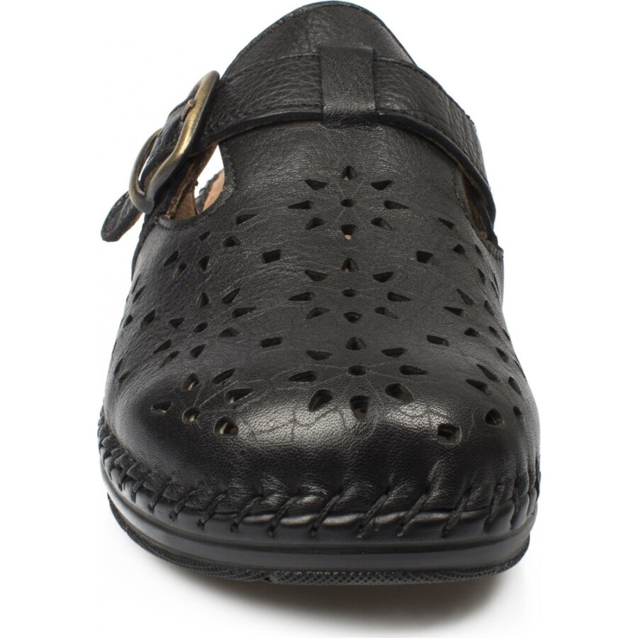 Forelli 80625 Siyah Hakiki Deri Kadın Sabo Terlik - 3