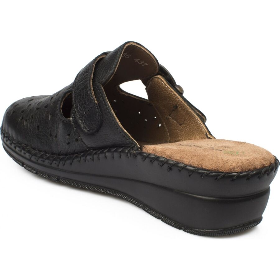 Forelli 80625 Siyah Hakiki Deri Kadın Sabo Terlik - 4