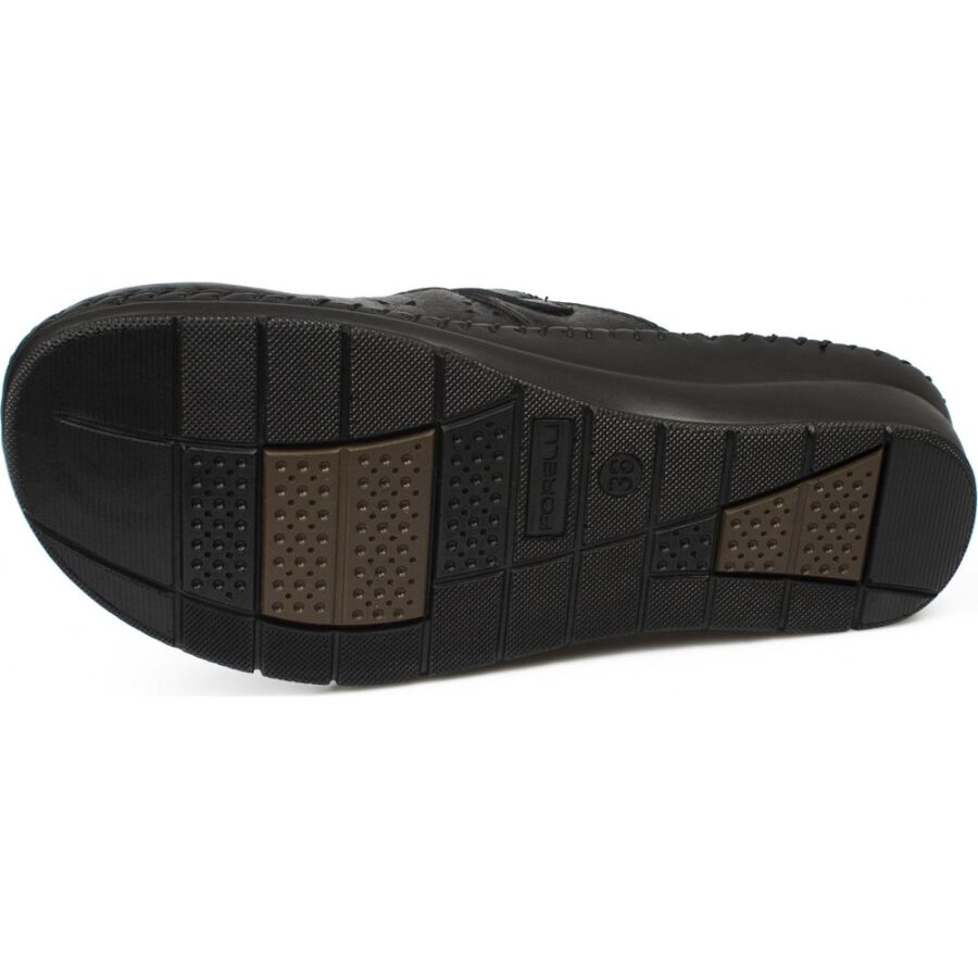 Forelli 80625 Siyah Hakiki Deri Kadın Sabo Terlik - 5