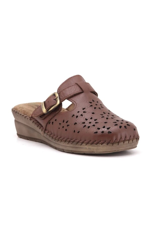 Forelli 80625 Taba Hakiki Deri Kadın Sabo Terlik - 1