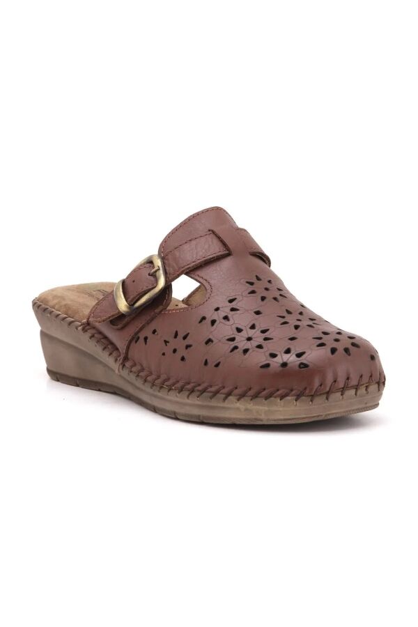 Forelli 80625 Taba Hakiki Deri Kadın Sabo Terlik - 1