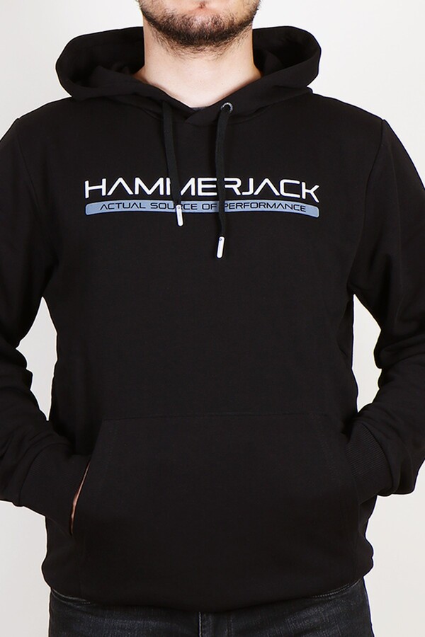 Hammer Jack 602T77-E Arman Siyah Erkek Kapşonlu Sweatshirt - Thumbnail