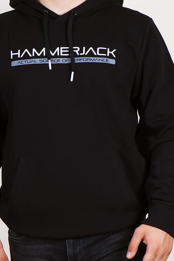 Hammer Jack 602T77-E Arman Siyah Erkek Kapşonlu Sweatshirt - Thumbnail