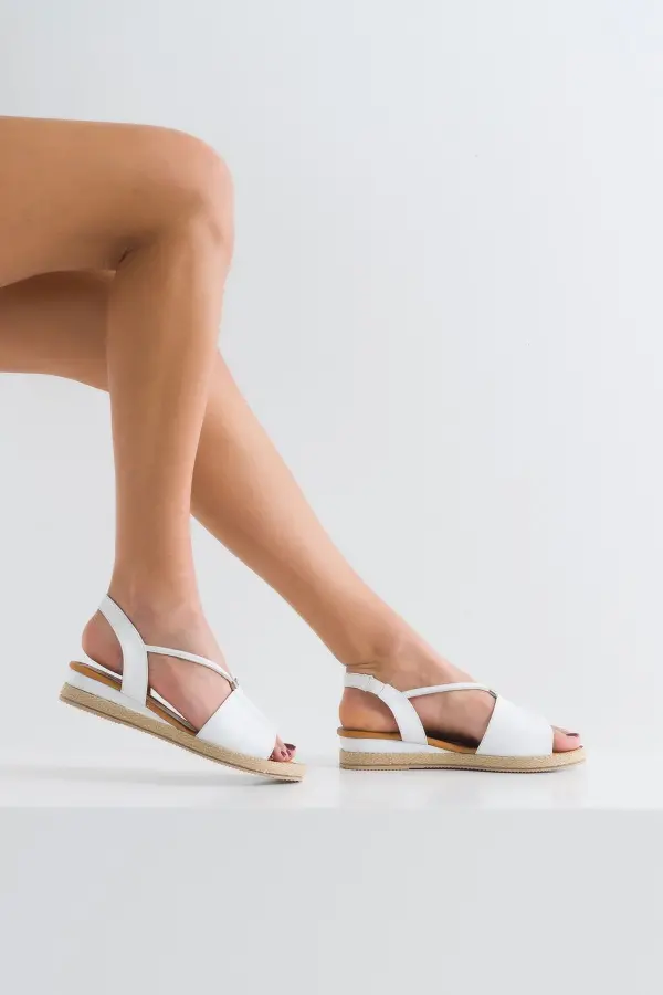 Zeyn 1276 Beyaz Kadın Sandalet - 5