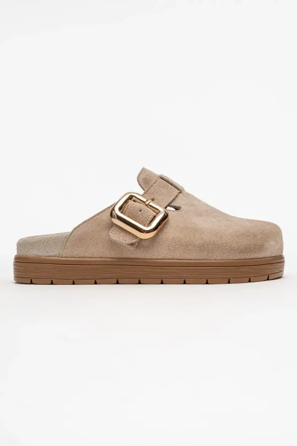 Zeyn 4000 Bej Süet Kadın Terlik - 1