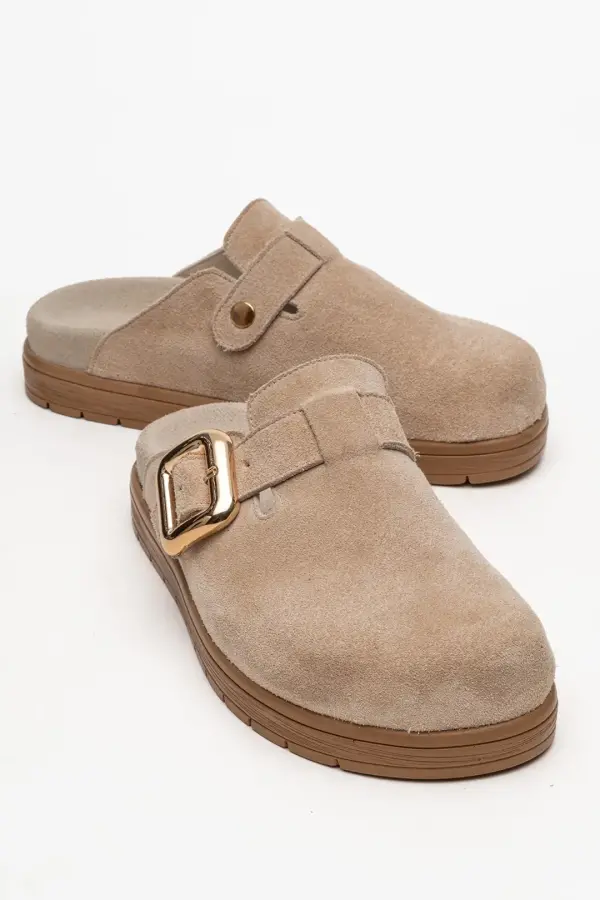 Zeyn 4000 Bej Süet Kadın Terlik - 2