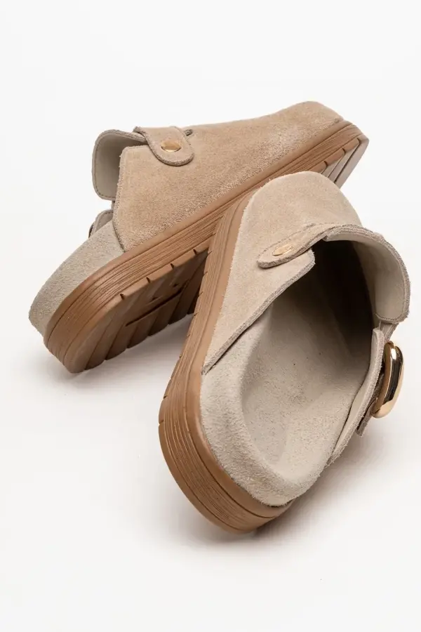 Zeyn 4000 Bej Süet Kadın Terlik - 3