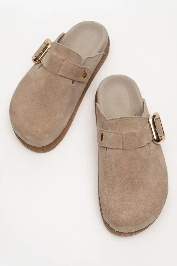 Zeyn 4000 Bej Süet Kadın Terlik - 4