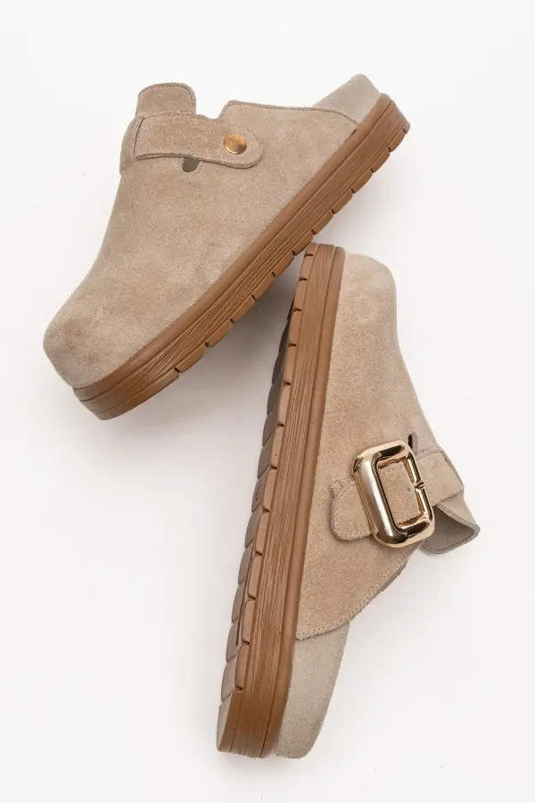 Zeyn 4000 Bej Süet Kadın Terlik - 5