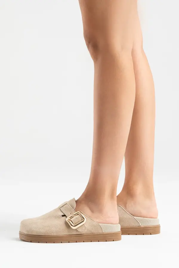 Zeyn 4000 Bej Süet Kadın Terlik - 7