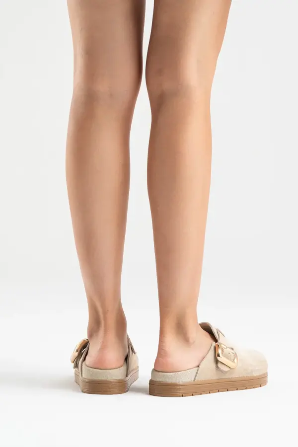 Zeyn 4000 Bej Süet Kadın Terlik - 8