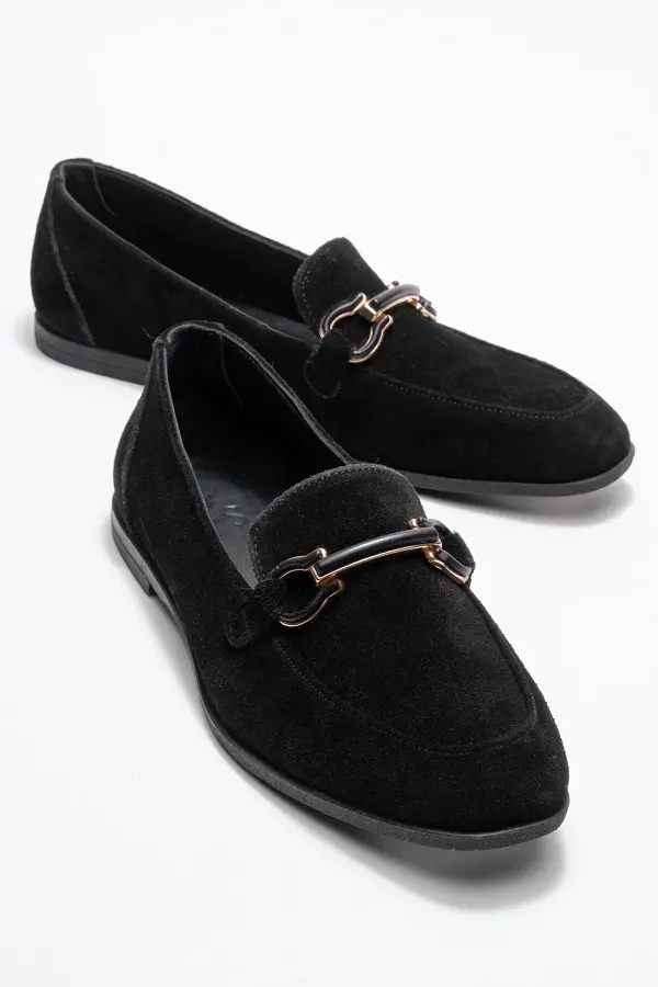 Zeyn 4059 Siyah Süet Kadın Babet - 2