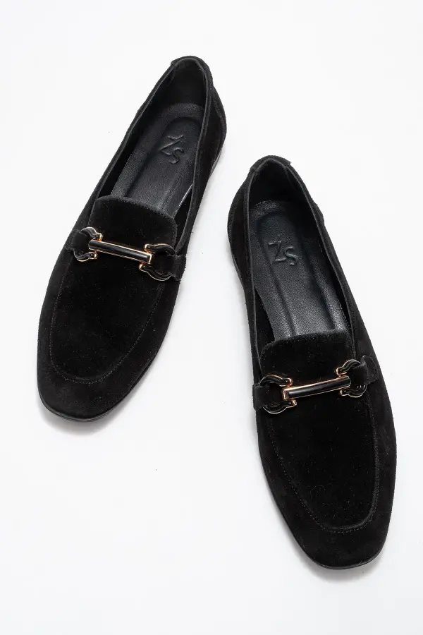 Zeyn 4059 Siyah Süet Kadın Babet - 3