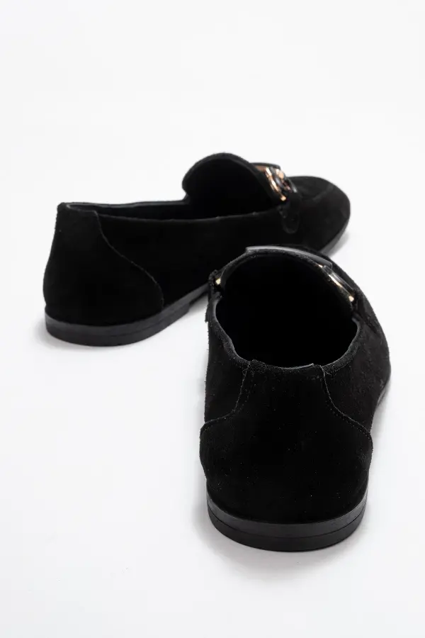 Zeyn 4059 Siyah Süet Kadın Babet - 5