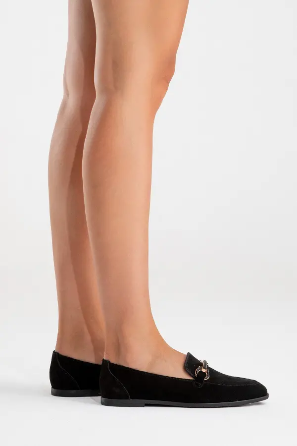 Zeyn 4059 Siyah Süet Kadın Babet - 7