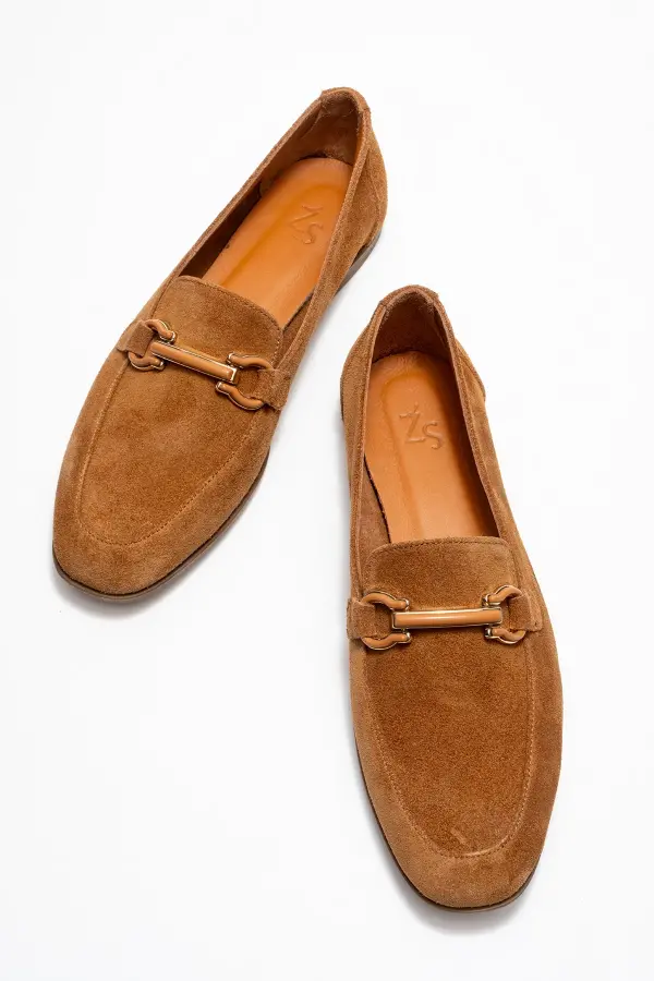 Zeyn 4059 Taba Süet Kadın Babet - 4