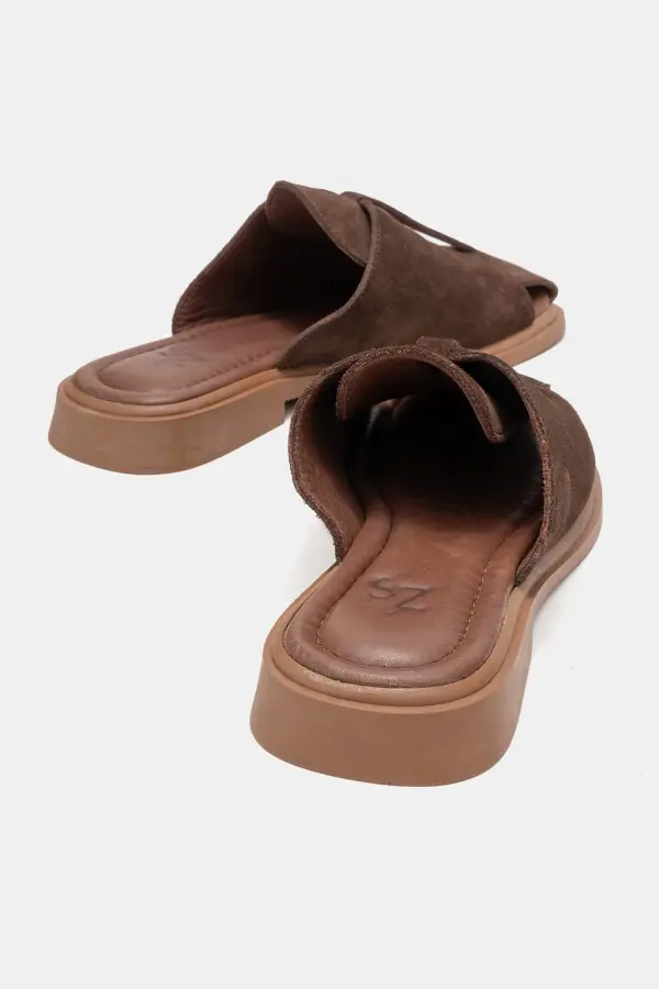 Zeyn 4104 Kahverengi Süet Kadın Terlik - 3