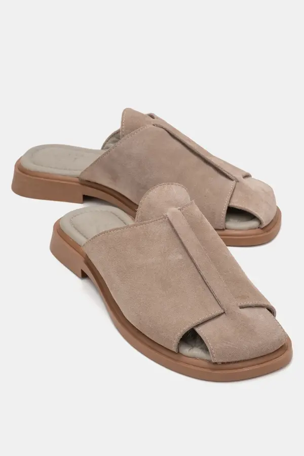 Zeyn 4104 Vizon Süet Kadın Terlik - 2