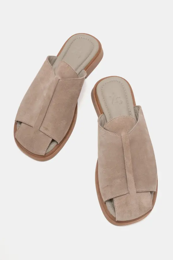 Zeyn 4104 Vizon Süet Kadın Terlik - 4