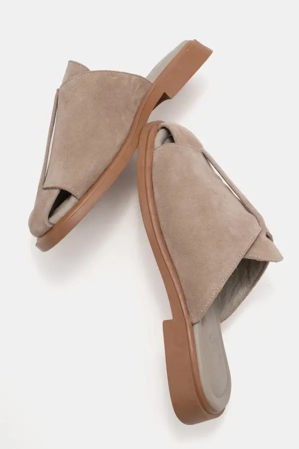 Zeyn 4104 Vizon Süet Kadın Terlik - 5