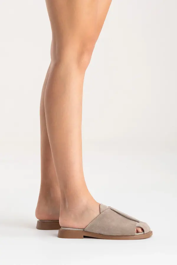 Zeyn 4104 Vizon Süet Kadın Terlik - 7