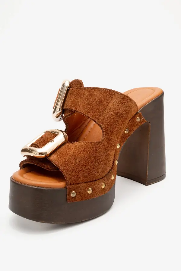 Zeyn 4127 Taba Süet Kadın Terlik - 5