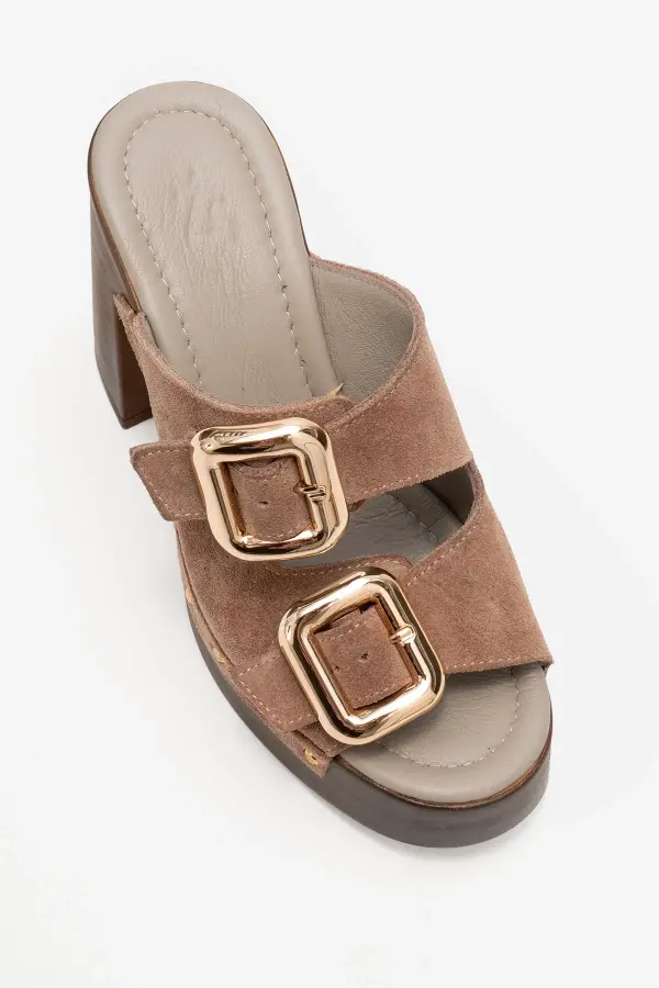 Zeyn 4127 Vizon Süet Kadın Terlik - 4