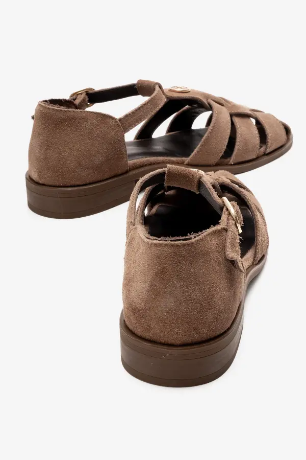 Zeyn 4168 Taba Süet Kadın Sandalet - 4