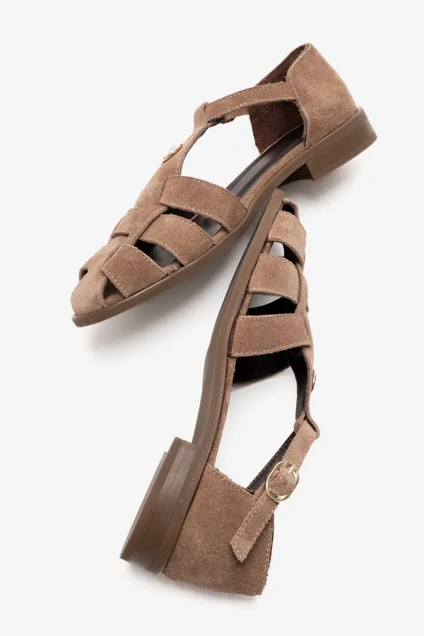 Zeyn 4168 Taba Süet Kadın Sandalet - 5