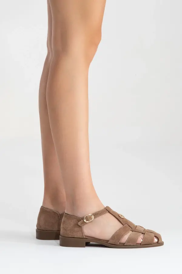 Zeyn 4168 Taba Süet Kadın Sandalet - 7