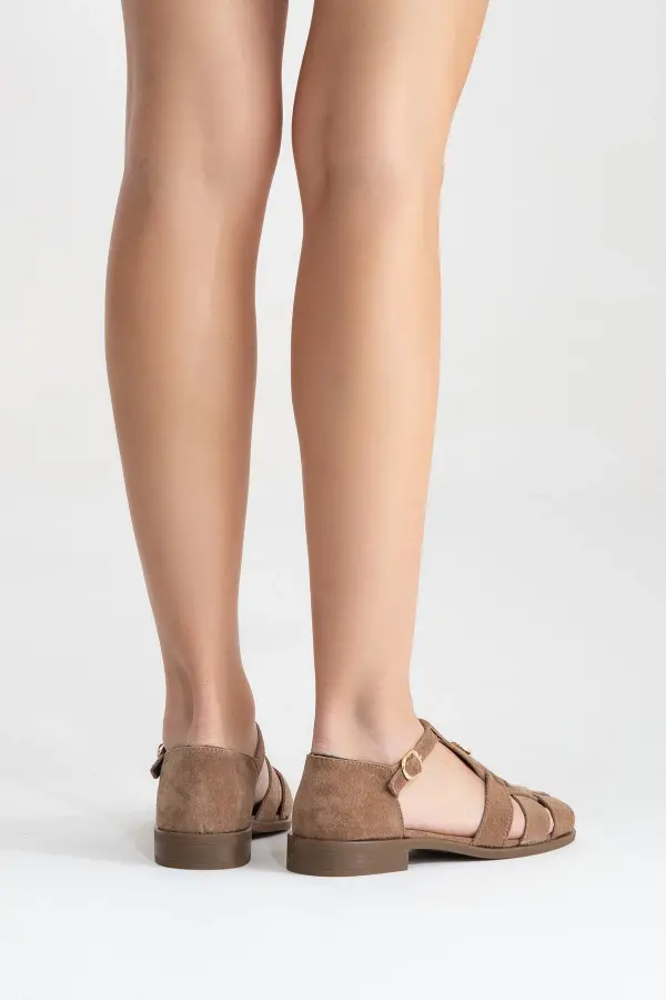 Zeyn 4168 Taba Süet Kadın Sandalet - 8