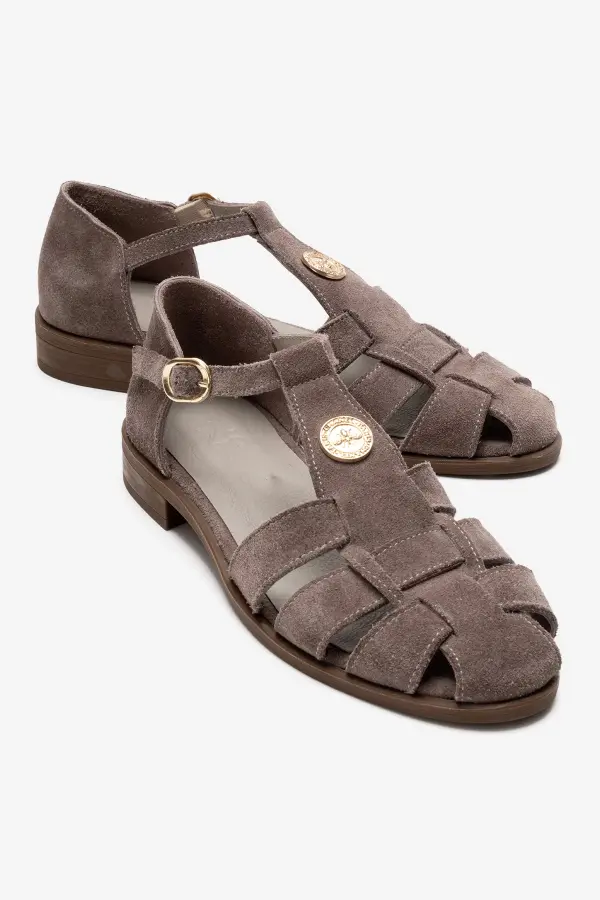 Zeyn 4168 Vizon Süet Kadın Sandalet - 2