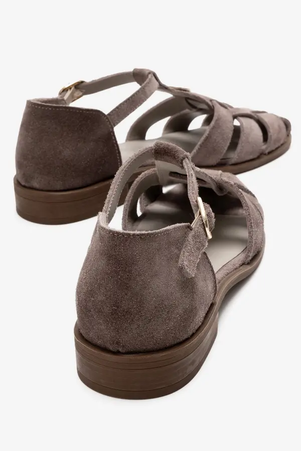 Zeyn 4168 Vizon Süet Kadın Sandalet - 3