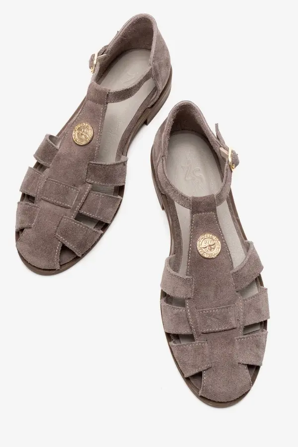 Zeyn 4168 Vizon Süet Kadın Sandalet - 4